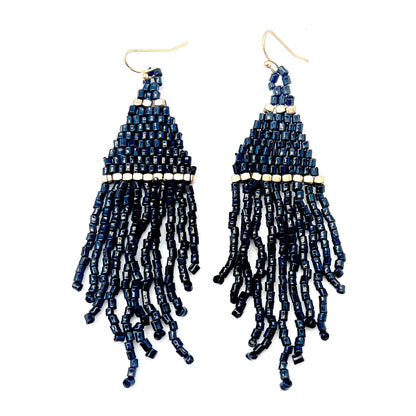 The Chandelier Seedbead Tapered Fringe Earrings Multiple Color Styles - ivyandlavyboutique Anju Jewelry