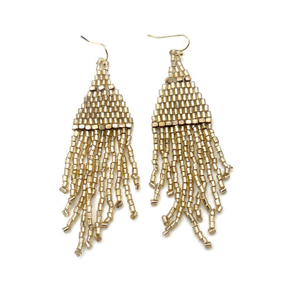 The Chandelier Seedbead Tapered Fringe Earrings Multiple Color Styles - ivyandlavyboutique Anju Jewelry