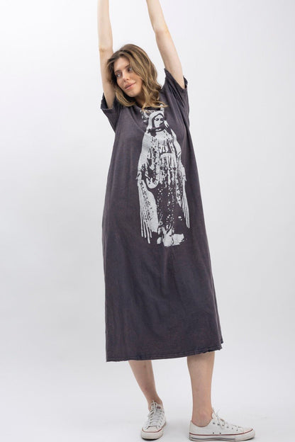 The Crown Of Mary Washed Long Dress in Grey - Boho Wanderlust Boutique Blue Velvet