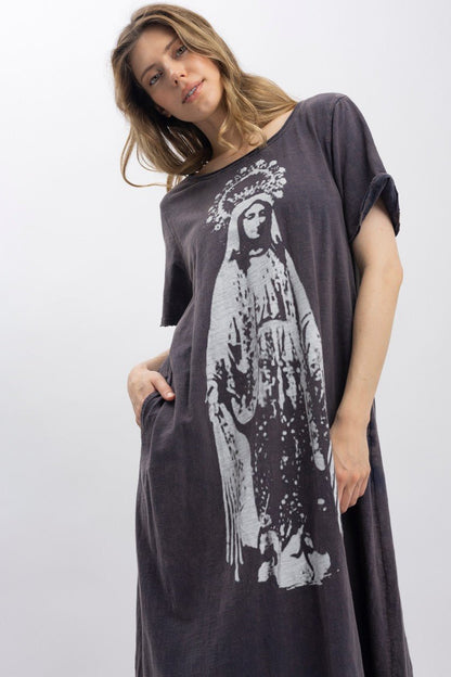 The Crown Of Mary Washed Long Dress in Grey - Boho Wanderlust Boutique Blue Velvet