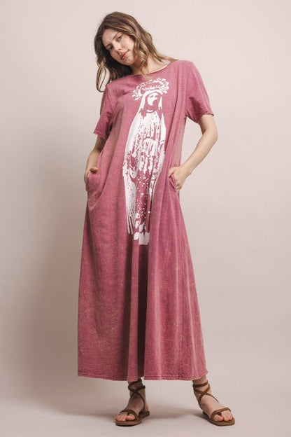 The Crown Of Mary Washed Long Dress - ivyandlavyboutique Blue Velvet