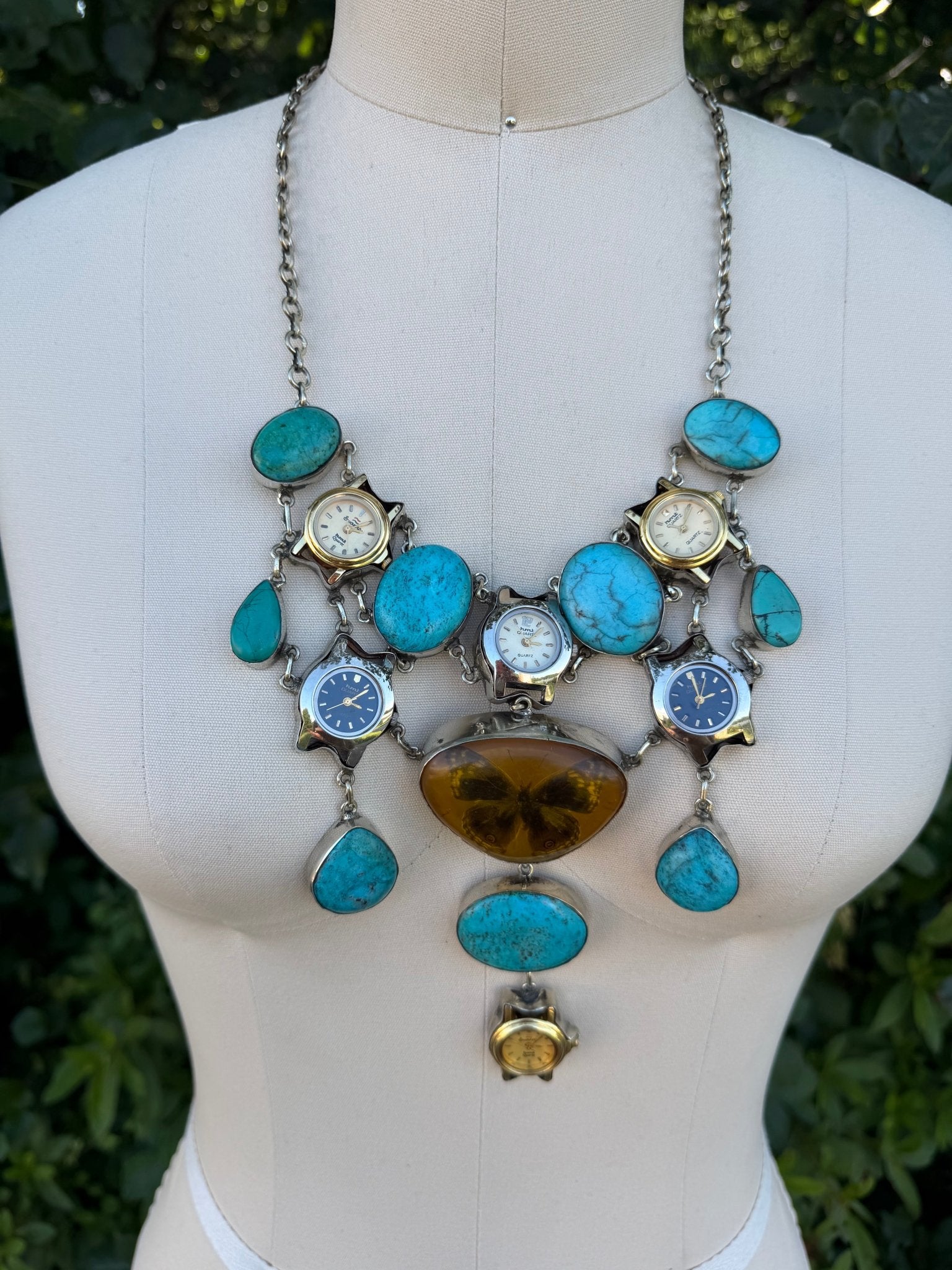 The Flutter Amber Resin Butterfly Chunky Necklace - ivyandlavyboutique ivyandlavyboutique