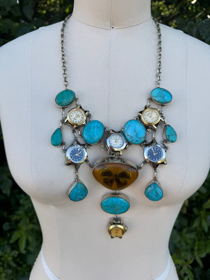 The Flutter Amber Resin Butterfly Chunky Necklace - ivyandlavyboutique ivyandlavyboutique