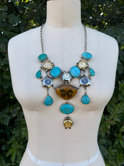 The Flutter Amber Resin Butterfly Chunky Necklace - ivyandlavyboutique ivyandlavyboutique
