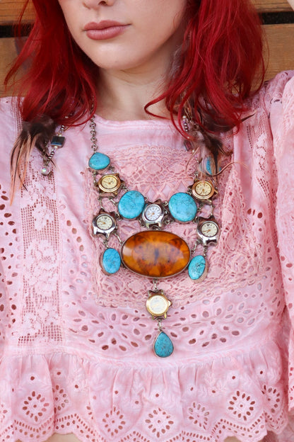 The Flutter Amber Resin Butterfly Chunky Necklace - ivyandlavyboutique ivyandlavyboutique