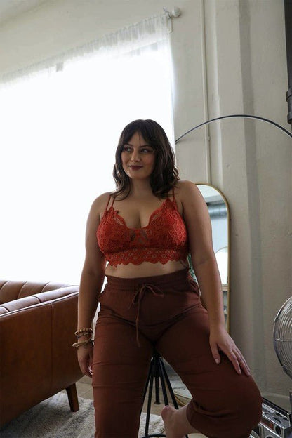 The Goddess Padded Crochet Lace Longline Bralette - ivyandlavyboutique Leto Accessories