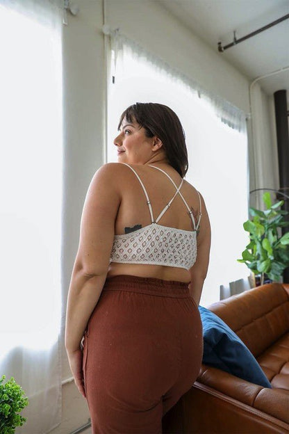 The Goddess Padded Crochet Lace Longline Bralette - ivyandlavyboutique Leto Accessories