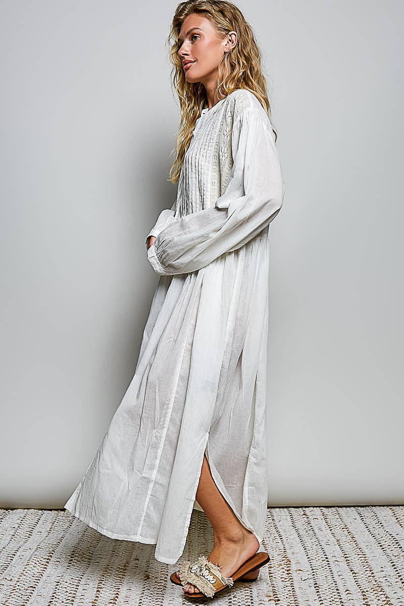 The Goddess Vintage Lightweight Cotton Maxi Shirt Dress - ivyandlavyboutique Pol Clothing