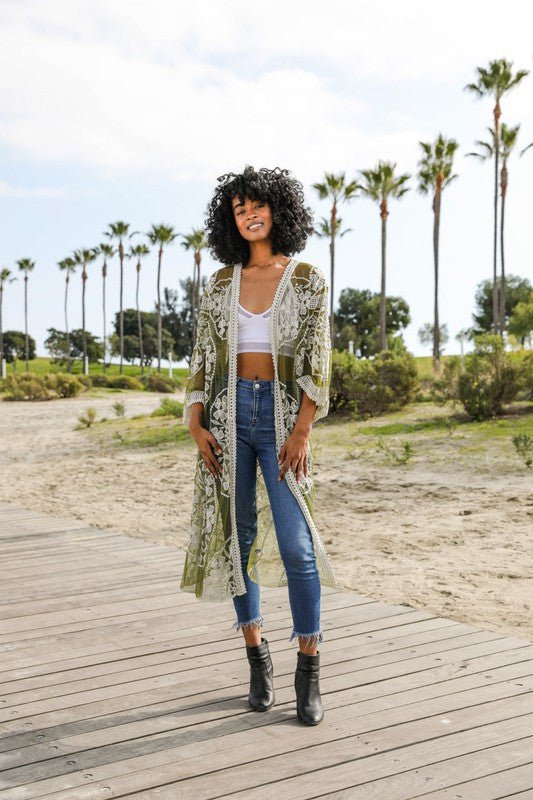 The July Mesh Cotton Lace Kimono - ivyandlavyboutique Leto Accessories