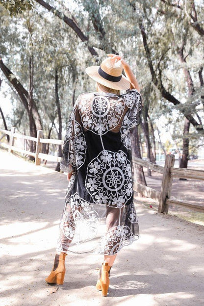 The July Mesh Cotton Lace Kimono - ivyandlavyboutique Leto Accessories