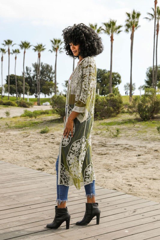 The July Mesh Cotton Lace Kimono - ivyandlavyboutique Leto Accessories