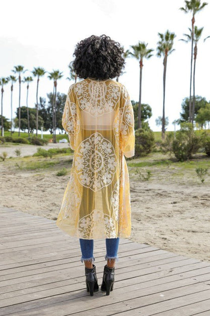 The July Mesh Cotton Lace Kimono - ivyandlavyboutique Leto Accessories