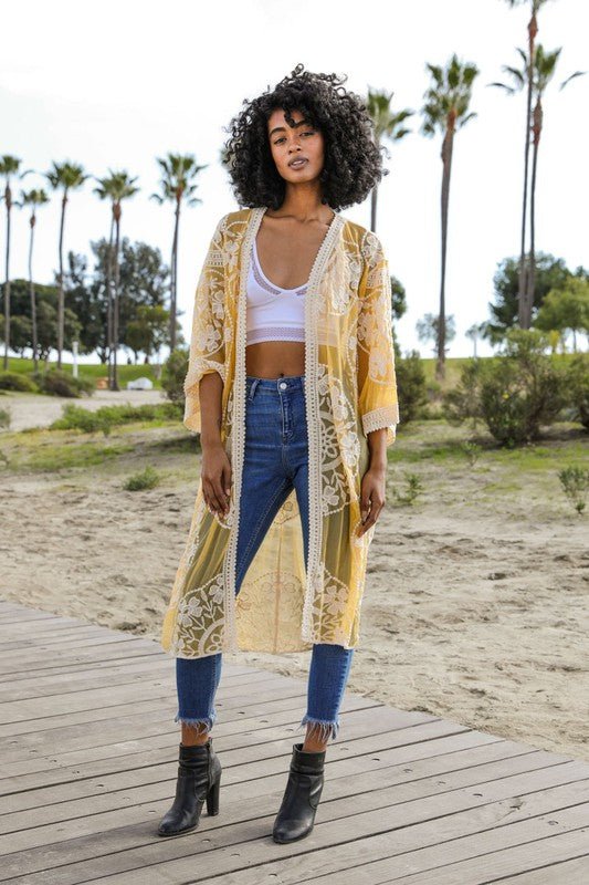 The July Mesh Cotton Lace Kimono - ivyandlavyboutique Leto Accessories