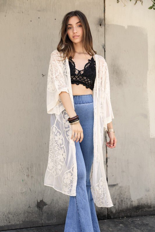 The July Mesh Cotton Lace Kimono - ivyandlavyboutique Leto Accessories