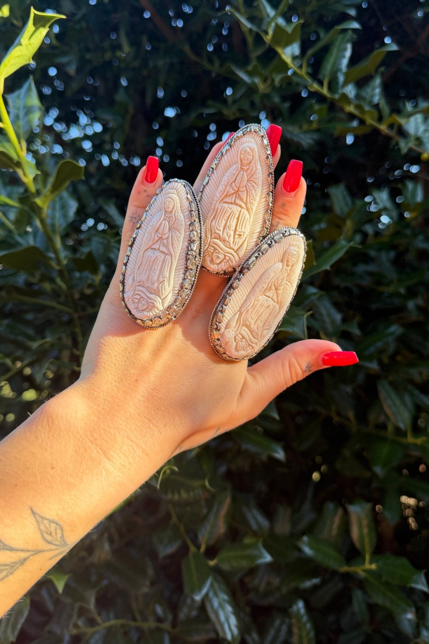 The Lady Carved Statement Ring ( Lady of Guadalupe )￼ - ivyandlavyboutique ivyandlavyboutique