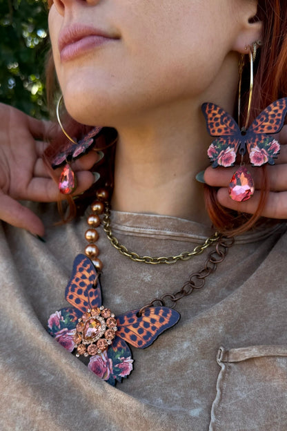 The Leopard Butterfly Necklace - ivyandlavyboutique Gypsy South