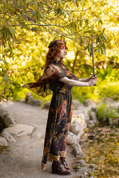 The Messenger Long Maxi Slip Dress w/ Joan of Arc & Florals - ivyandlavyboutique Market of Stars (USA)