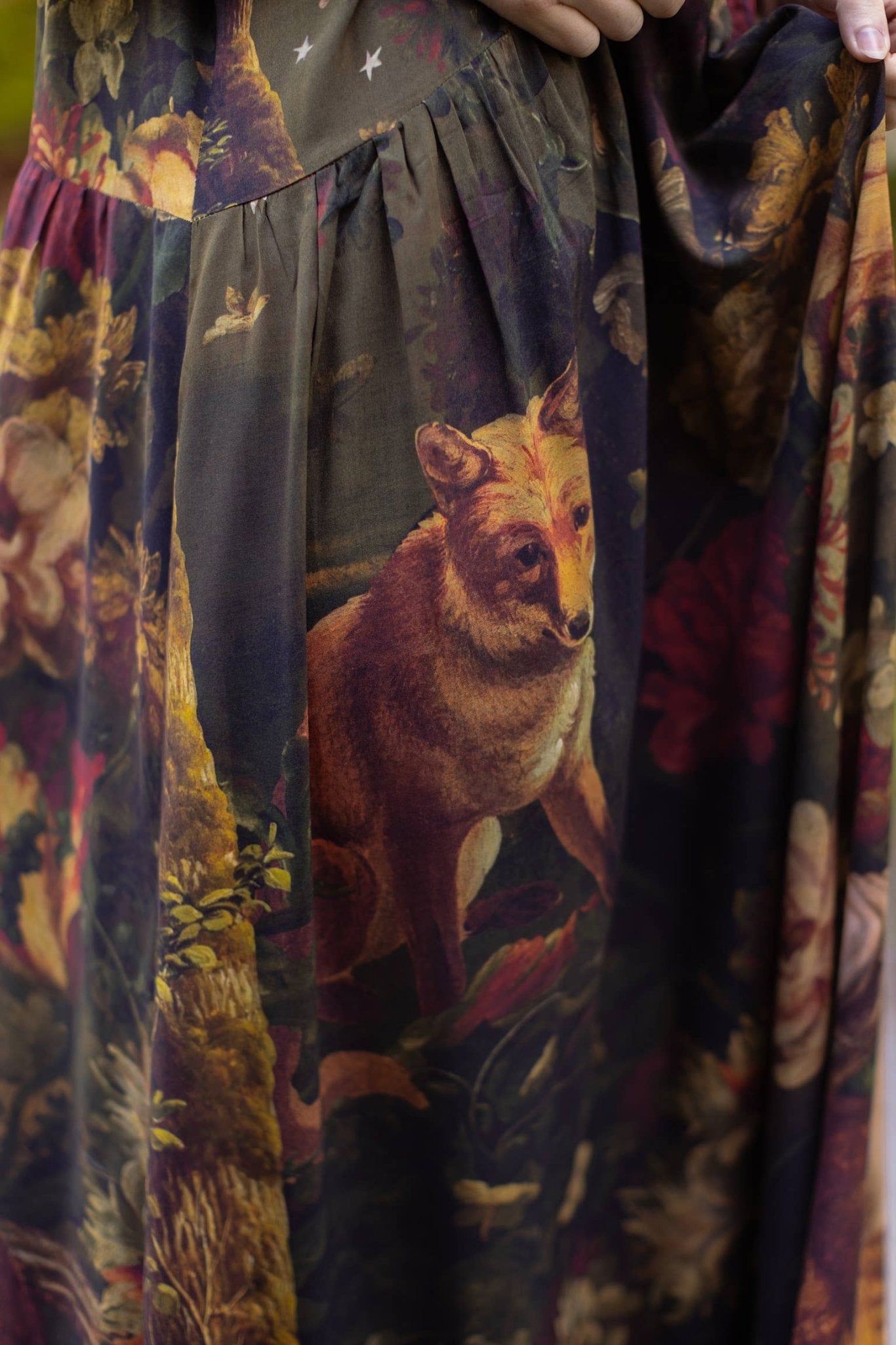 The Messenger Long Maxi Slip Dress w/ Joan of Arc & Florals - ivyandlavyboutique Market of Stars (USA)