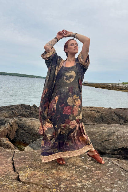 The Messenger Long Maxi Slip Dress w/ Joan of Arc & Florals - ivyandlavyboutique Market of Stars (USA)