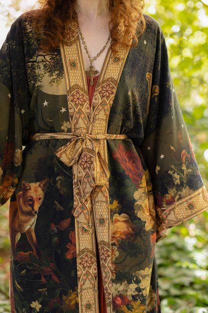 The Messenger Opera Duster Robe w/ Joan of Arc & Florals - ivyandlavyboutique Market of Stars (USA)