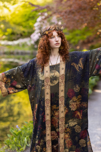 The Messenger Opera Duster Robe w/ Joan of Arc & Florals - ivyandlavyboutique Market of Stars (USA)