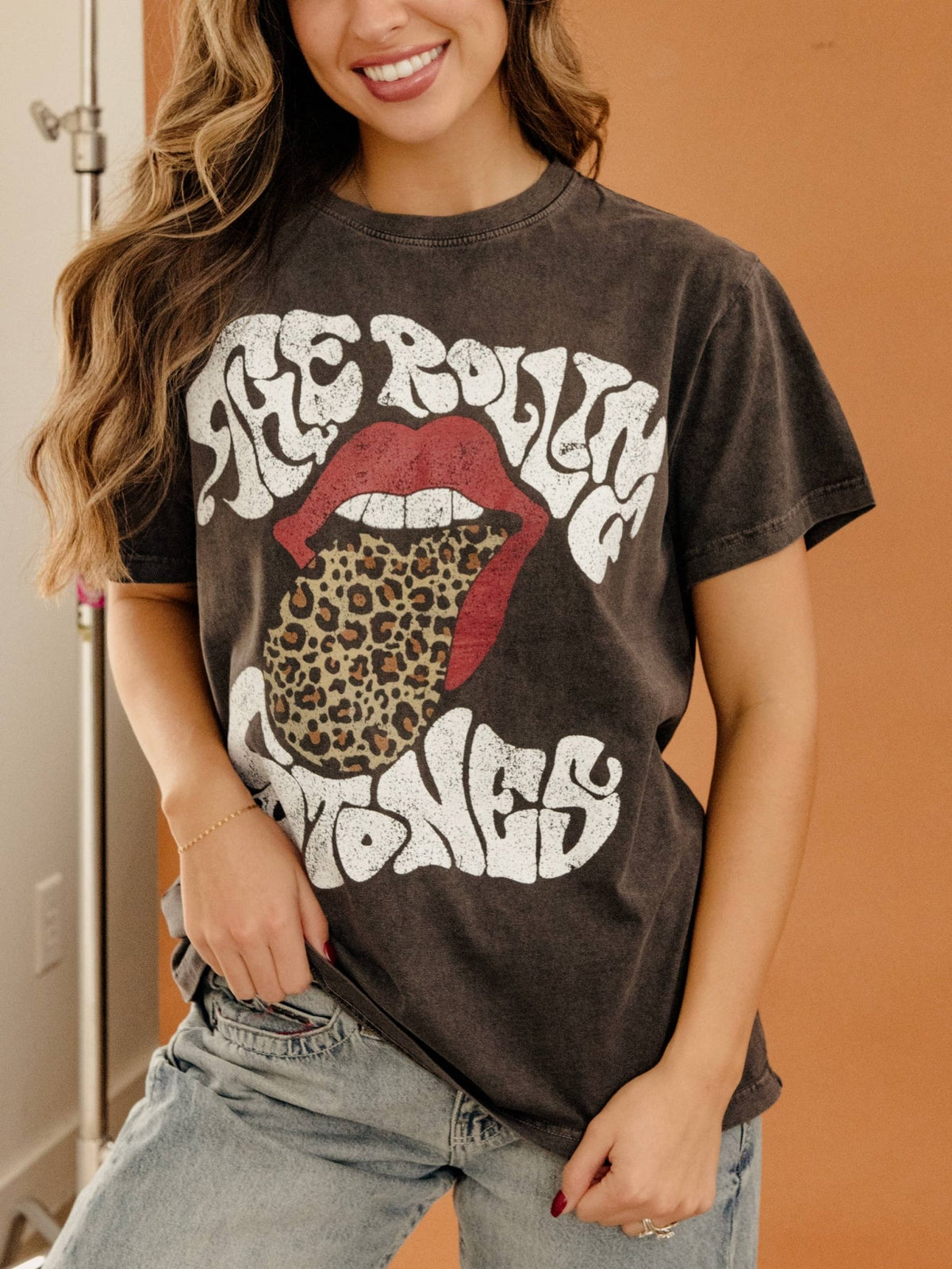 The Rolling Stones Leopard Words Smoke Licensed Hi-Dive Tee - ivyandlavyboutique LivyLu