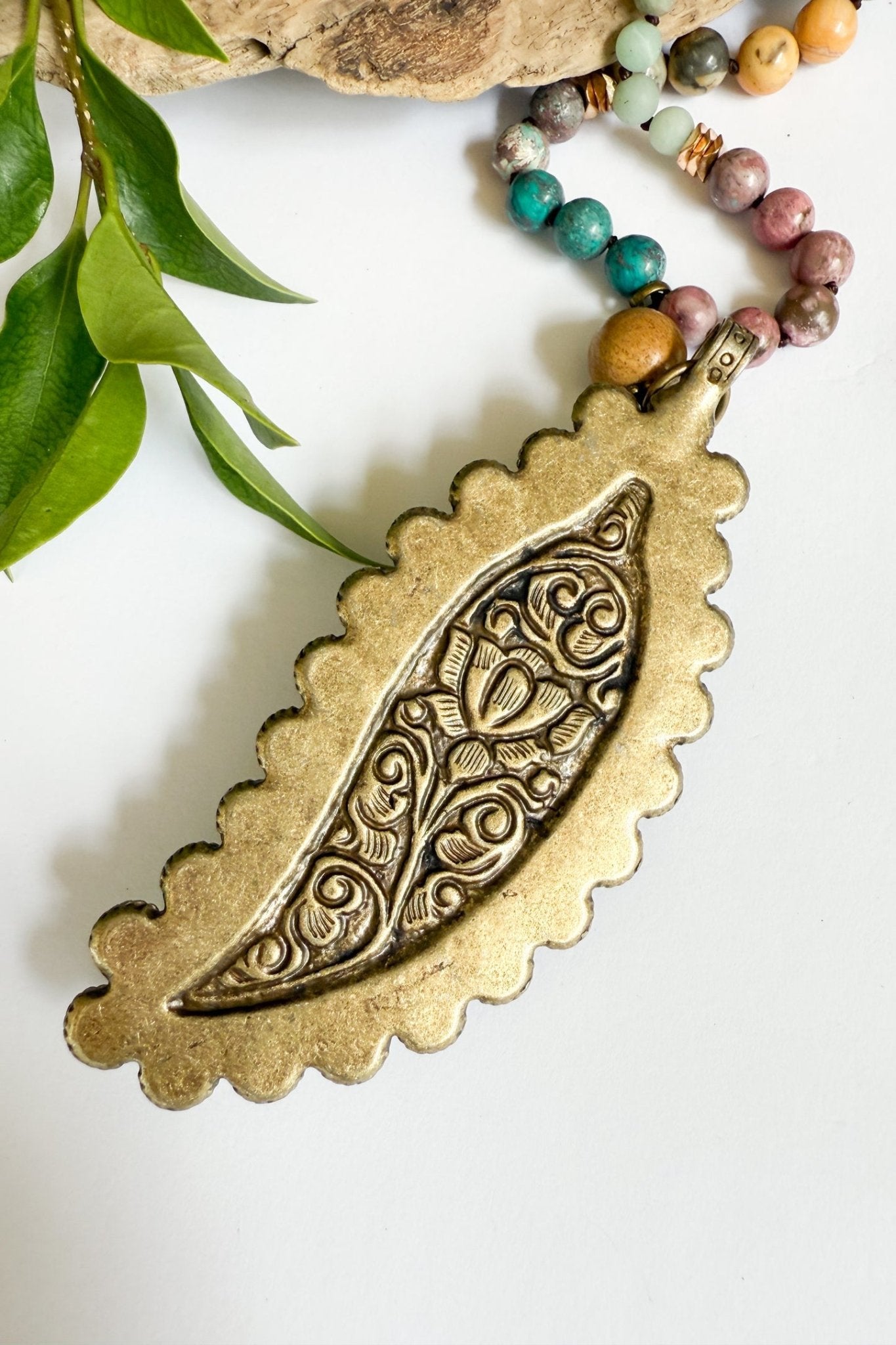 The Statement Turquoise Ivory Feather Gemstone Necklace - ivyandlavyboutique Spirit Lala