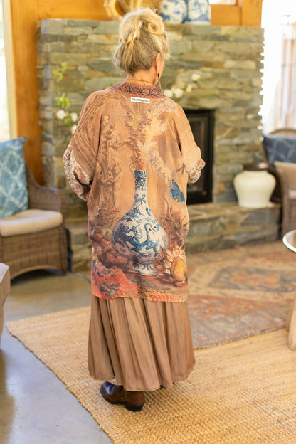 The Storyteller Matinée Duster Kimono w/ Sunflowers, Pottery - ivyandlavyboutique Market of Stars