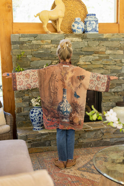 The Storyteller Matinée Duster Kimono w/ Sunflowers, Pottery - ivyandlavyboutique Market of Stars