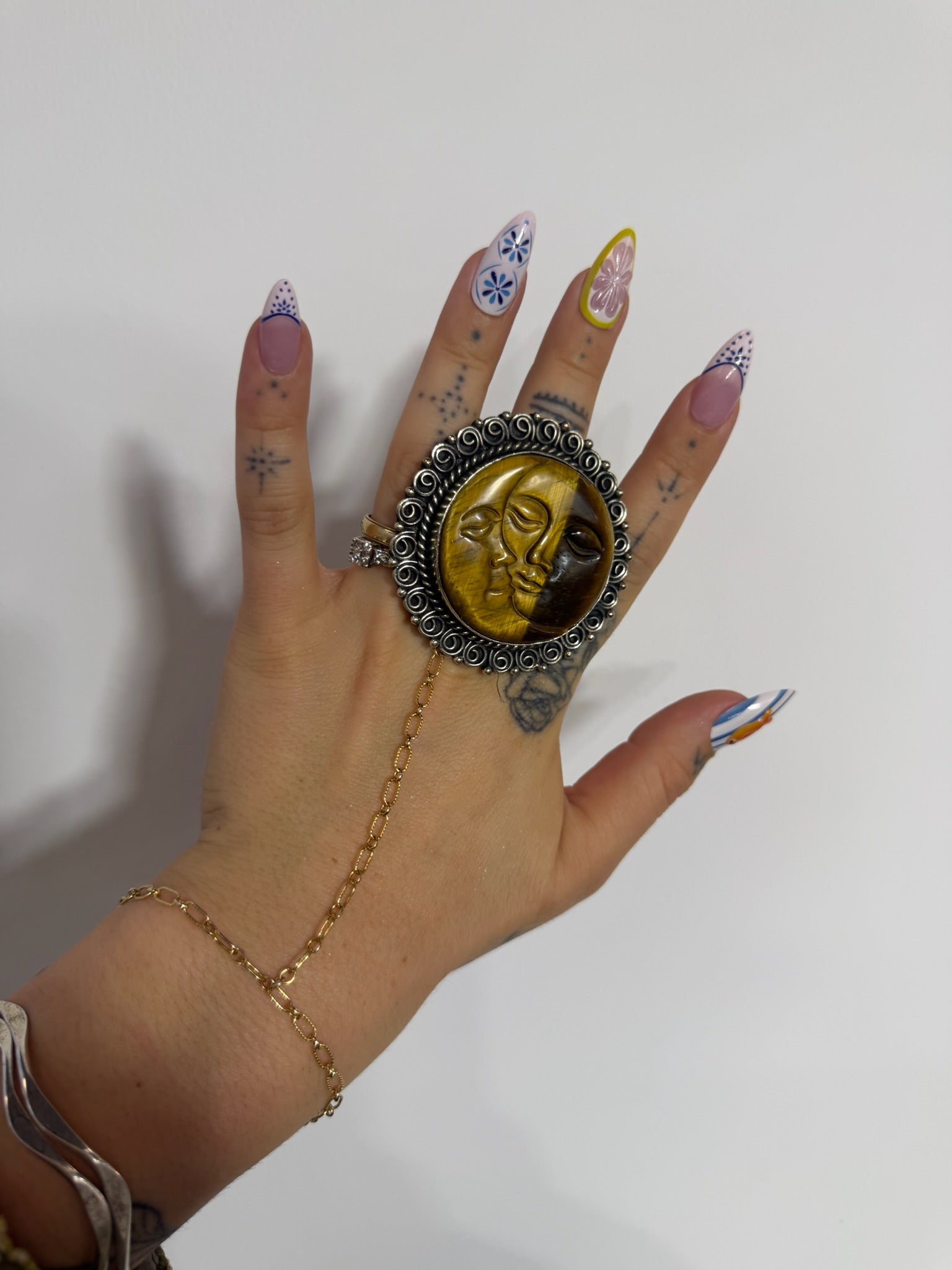 The Sun and The Moon Ring in Tigers Eye - ivyandlavyboutique ivyandlavyboutique