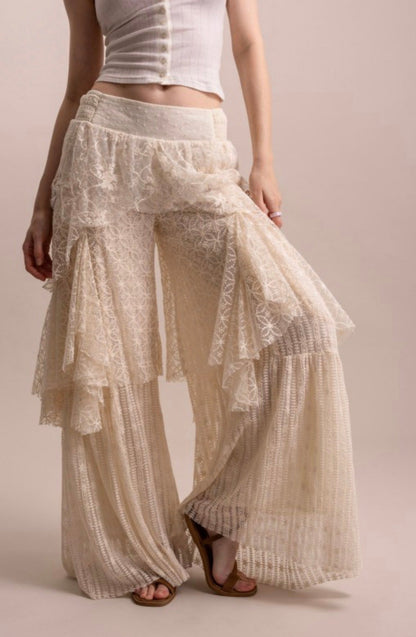 The Victorian Cascading Lace Ruffle Pant - ivyandlavyboutique Blue Velvet