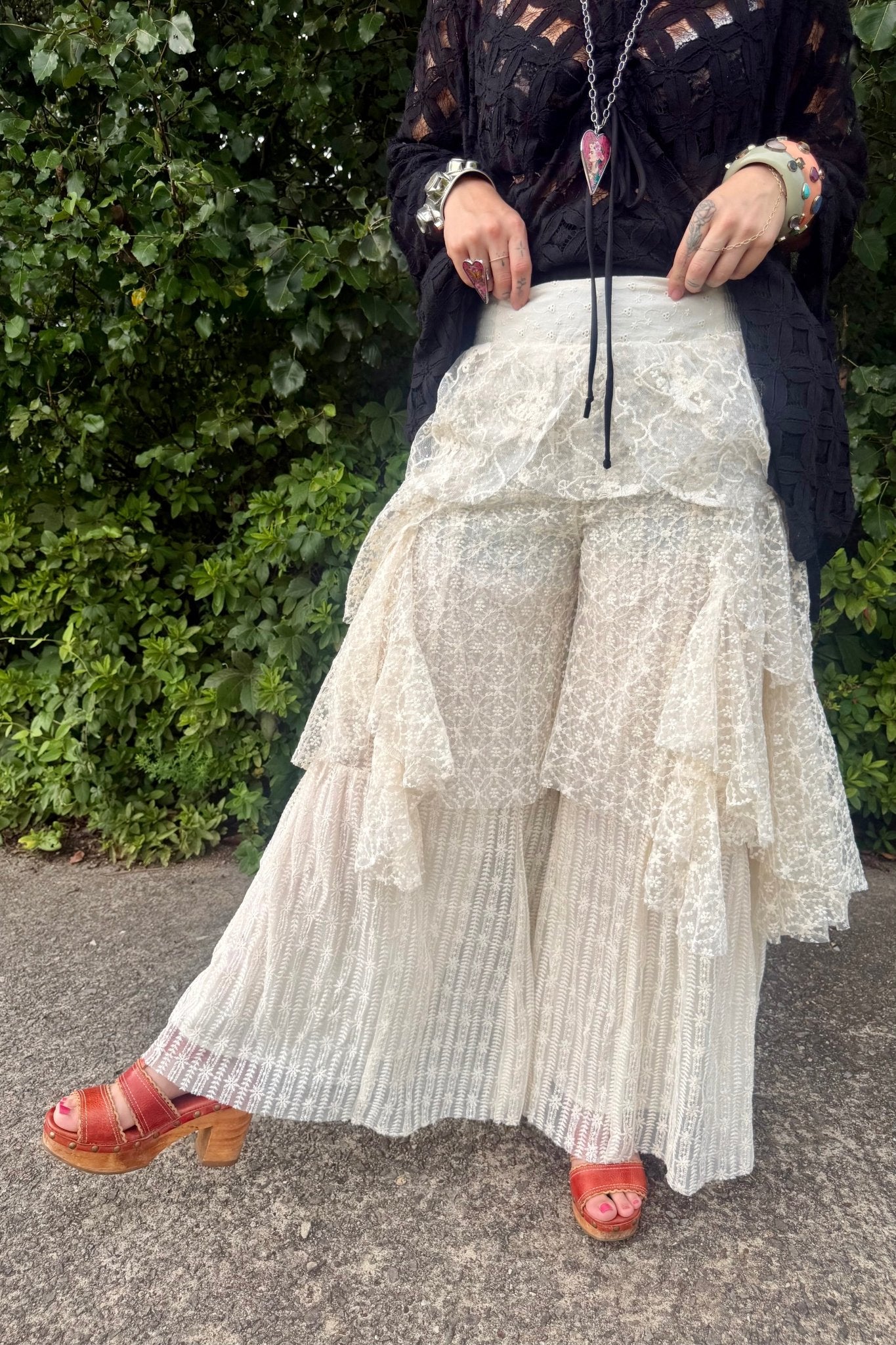 The Victorian Cascading Lace Ruffle Pant - ivyandlavyboutique Blue Velvet