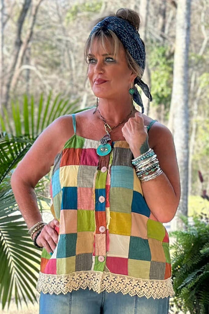 Through the Window Pane Tank - ivyandlavyboutique Jaded Gypsy