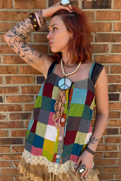 Through the Window Pane Tank - ivyandlavyboutique Jaded Gypsy