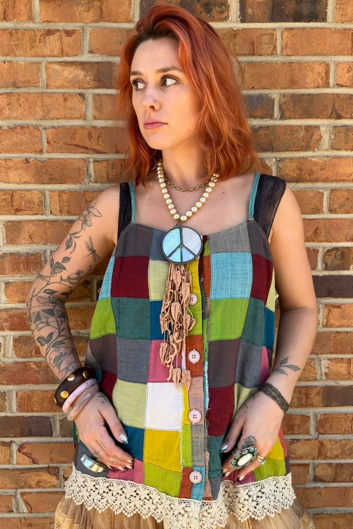 Through the Window Pane Tank - ivyandlavyboutique Jaded Gypsy