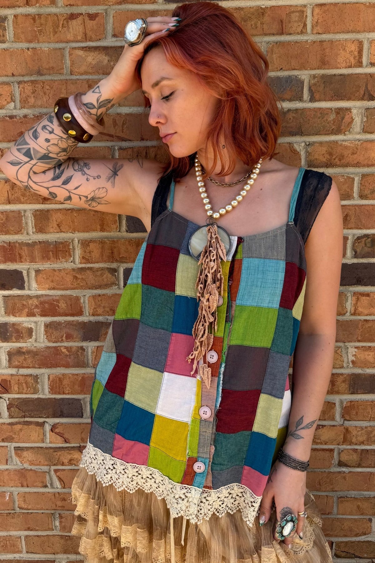 Through the Window Pane Tank - ivyandlavyboutique Jaded Gypsy