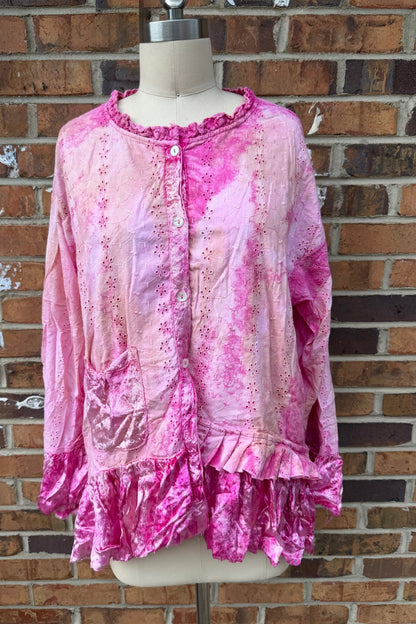 Tickled Pink Button Down - ivyandlavyboutique A Rare Bird Shop