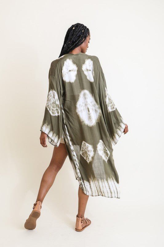 Tie - Dye Longline Kimono with Full Sleeves - ivyandlavyboutique Leto Accessories