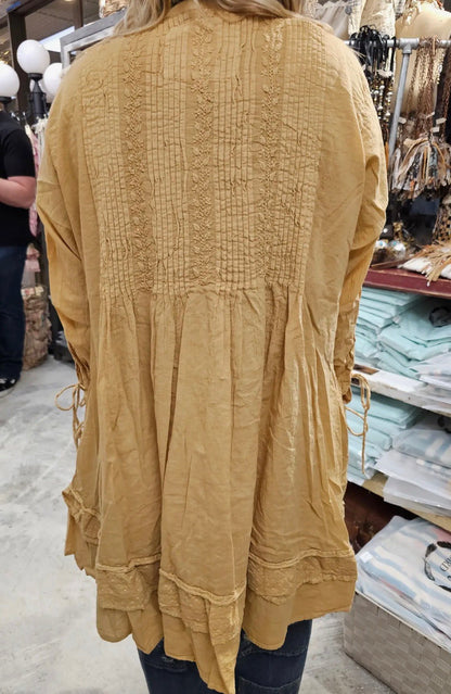 Tie One On Mustard Top - ivyandlavyboutique A Rare Bird Shop