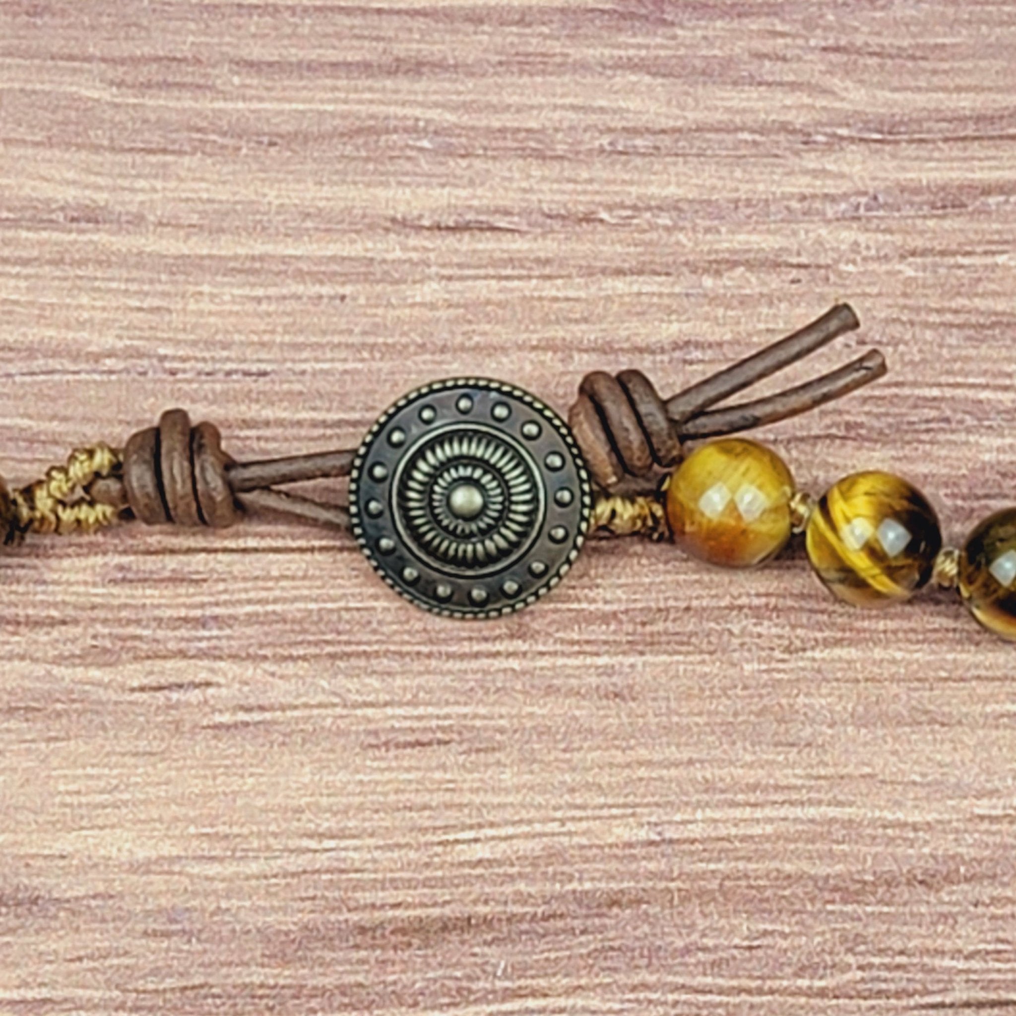 Tiger Eye Tibetan Heart Pendant Beaded Necklace - ivyandlavyboutique ZINC Designs