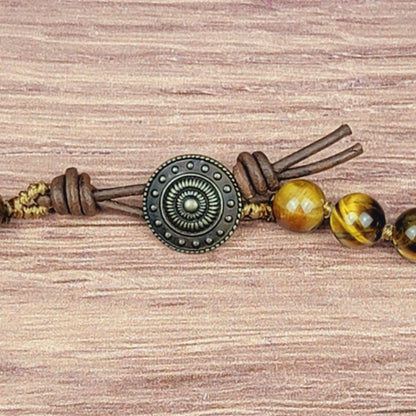 Tiger Eye Tibetan Heart Pendant Beaded Necklace - ivyandlavyboutique ZINC Designs