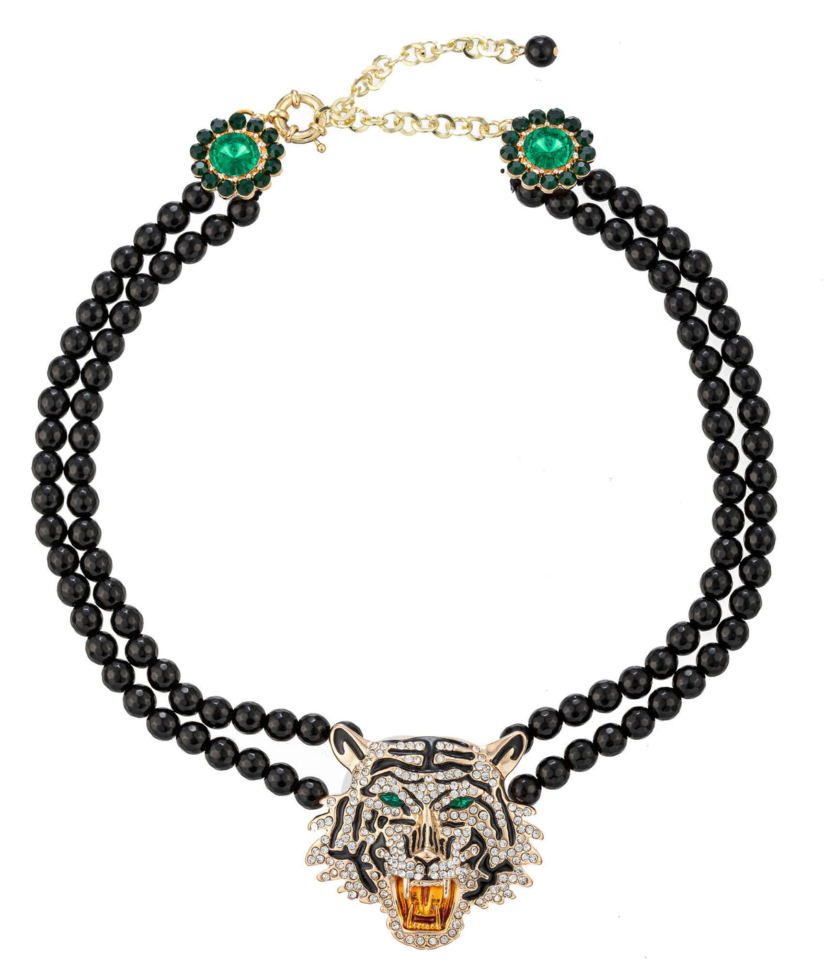 Tiger head Black Onyx Statement Necklace - ivyandlavyboutique Eye Candy Los Angeles