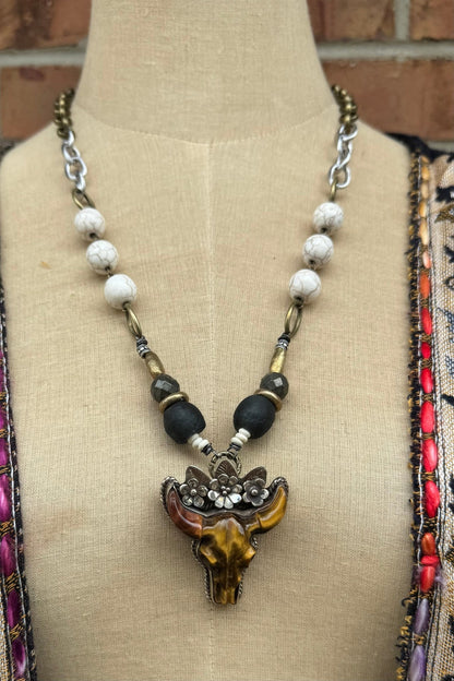 Tigerseye Bull Handmade Necklace - ivyandlavyboutique ivyandlavyboutique