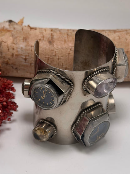 Time is Ticking 8 Piece Watch Cuff - ivyandlavyboutique ivyandlavyboutique