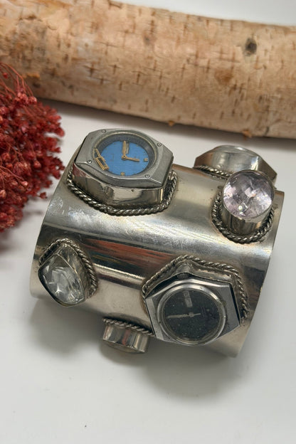 Time is Ticking 8 Piece Watch Cuff - ivyandlavyboutique ivyandlavyboutique