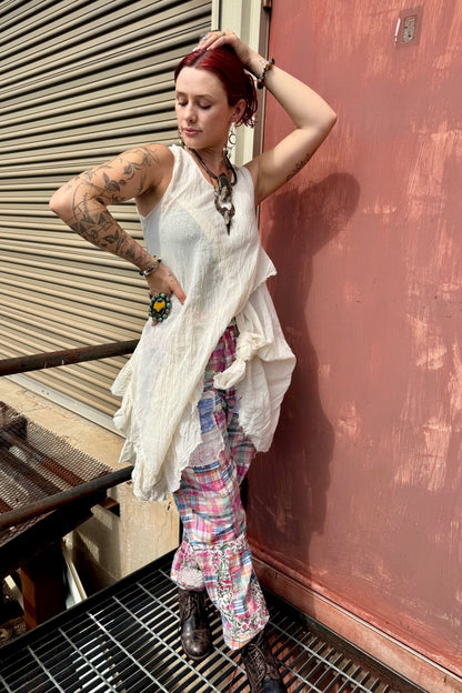 Traveling On Pants in Blue/Pink Plaid - ivyandlavyboutique Jaded Gypsy