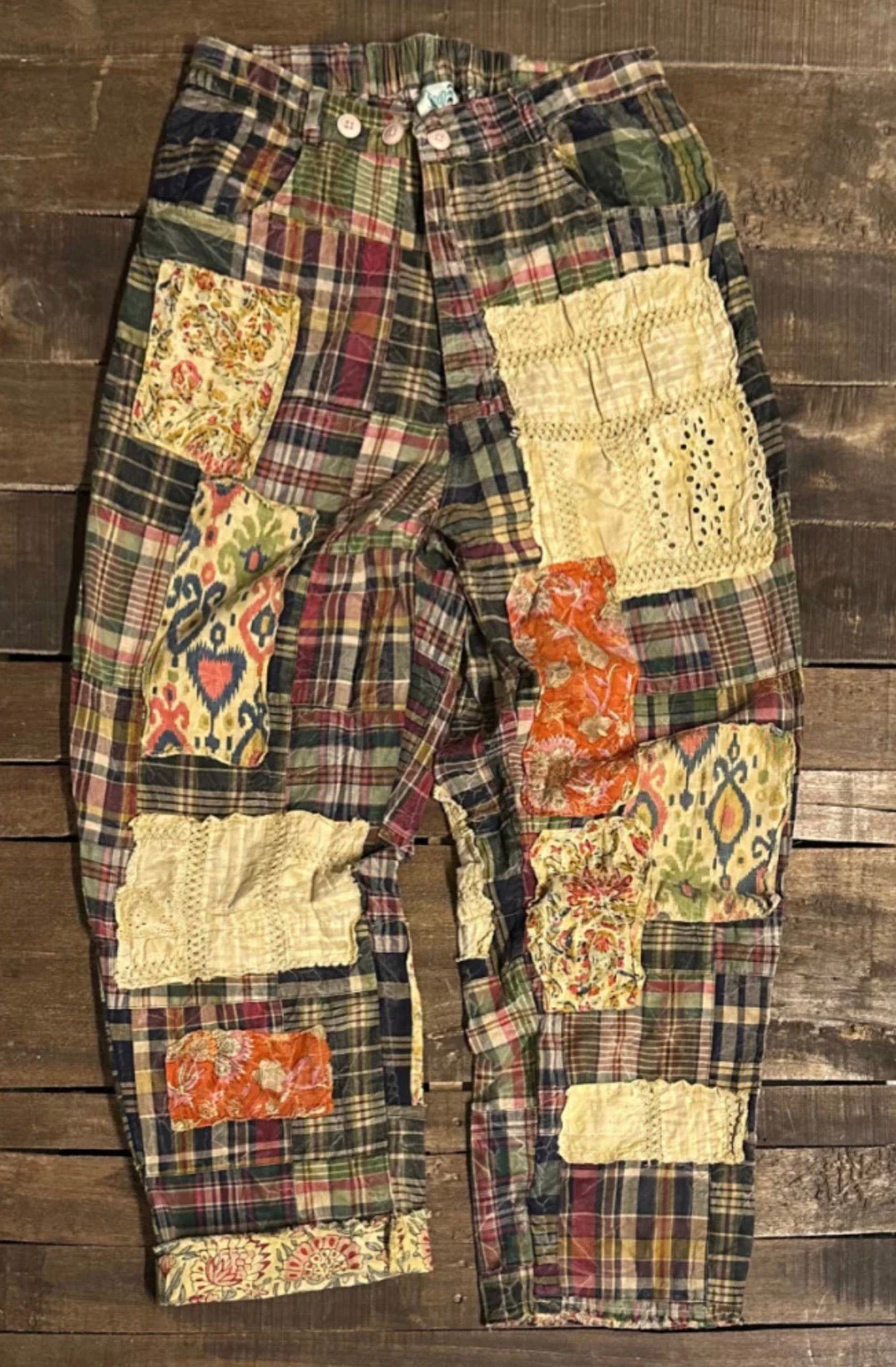 Traveling On Pants in Patch Winter Tones - ivyandlavyboutique Jaded Gypsy