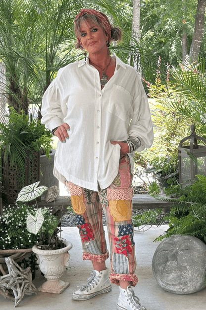 Traveling On Pants in Patched Up - ivyandlavyboutique Jaded Gypsy