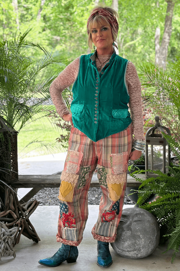 Traveling On Pants in Patched Up - ivyandlavyboutique Jaded Gypsy