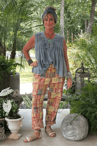 Traveling On Pants in Sunrise Patch - ivyandlavyboutique Jaded Gypsy